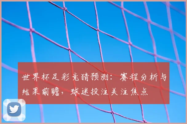 世界杯足彩竞猜预测:赛程分析与结果前瞻,球迷投注关注焦点